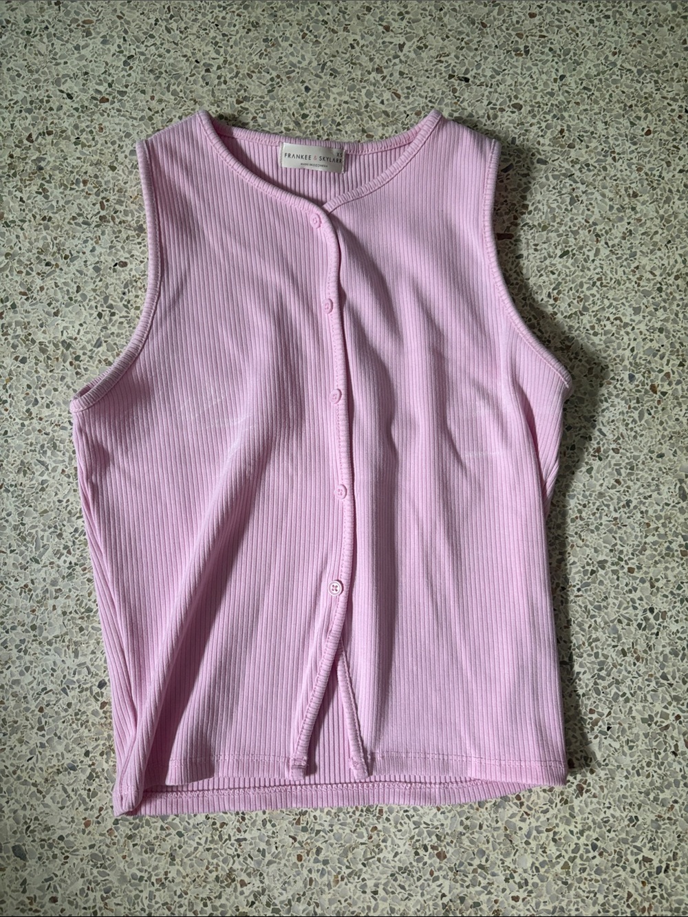 Frankie Shop Light Pink Ribbed Button-Front Tank